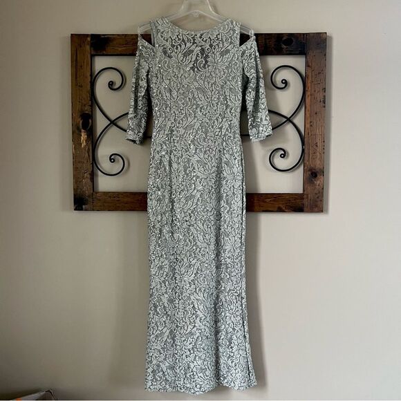 Marina Cold Shoulder Sequin Prom Dress Formal Gown Size 4 - Picture 4 of 16